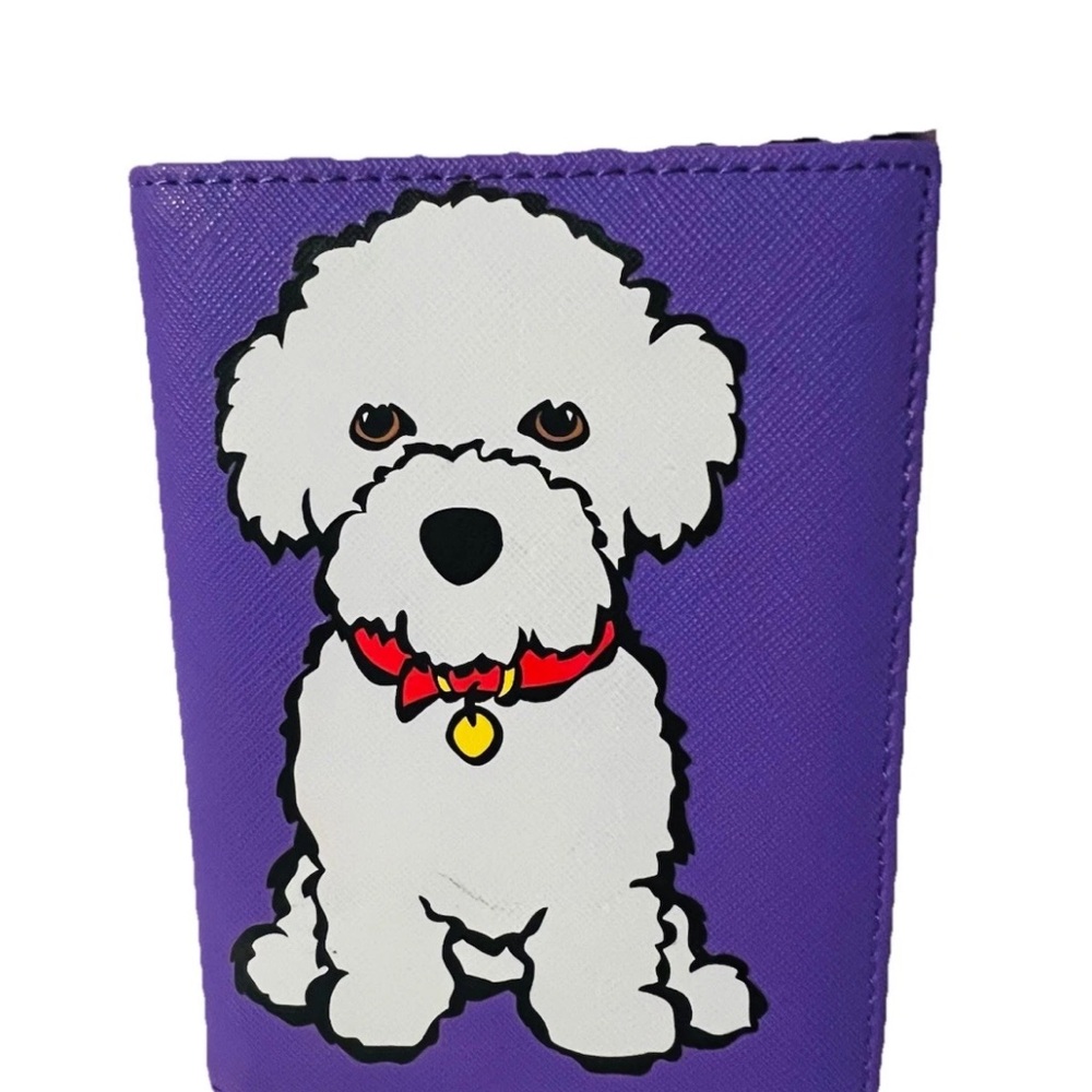 Marc Tetro “Love My Dog” Bichon Frise Purple Saffiano Passport Cover